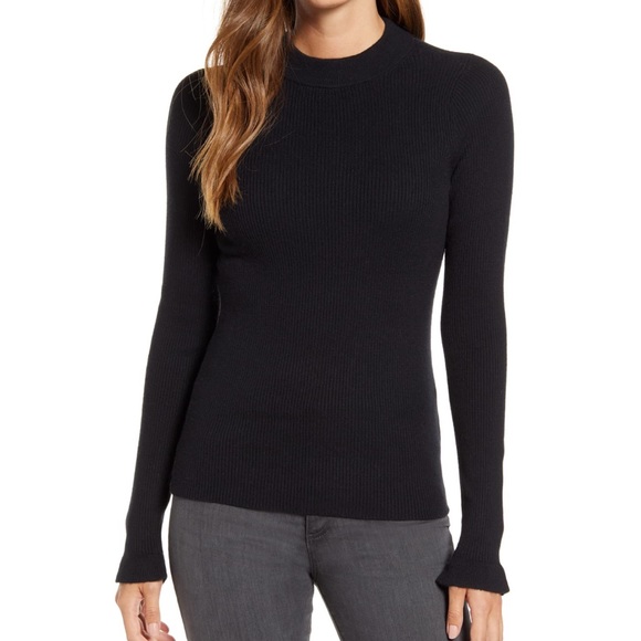 Rachel Parcell Brown Ribbed Mock Neck Shirt - Picture 2 of 6